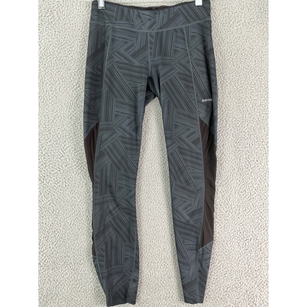 Patagonia Peak Mission Tights Womens Small Gray Geometric Running Leggings 24810